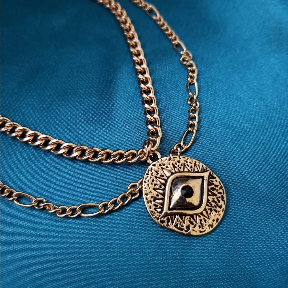 Multi-Layer Evil Eye Pendant Chain - Picture 3 of 3